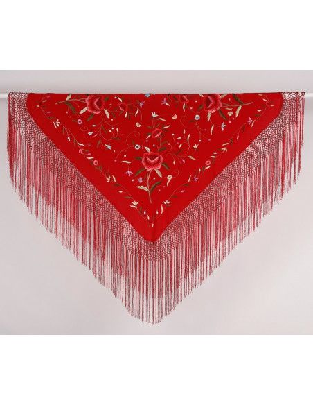 Mantón bordado a mano en seda 115 cm