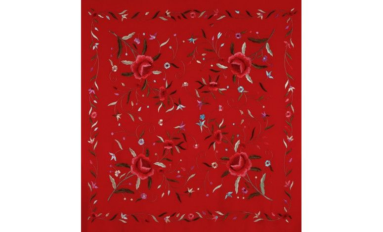 Mantón bordado a mano en seda 115 cm