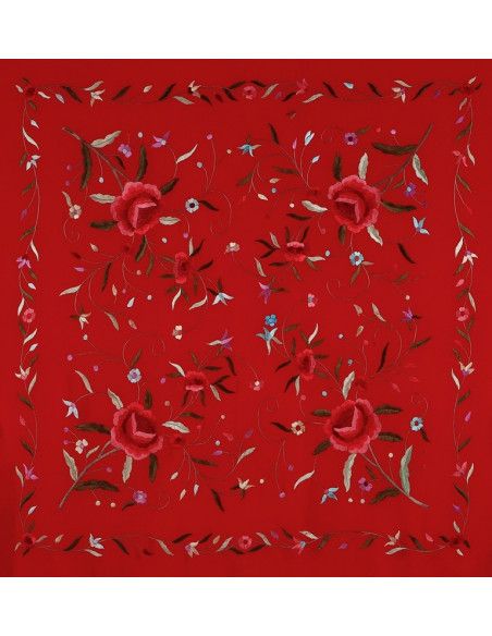 Mantón bordado a mano en seda 115 cm