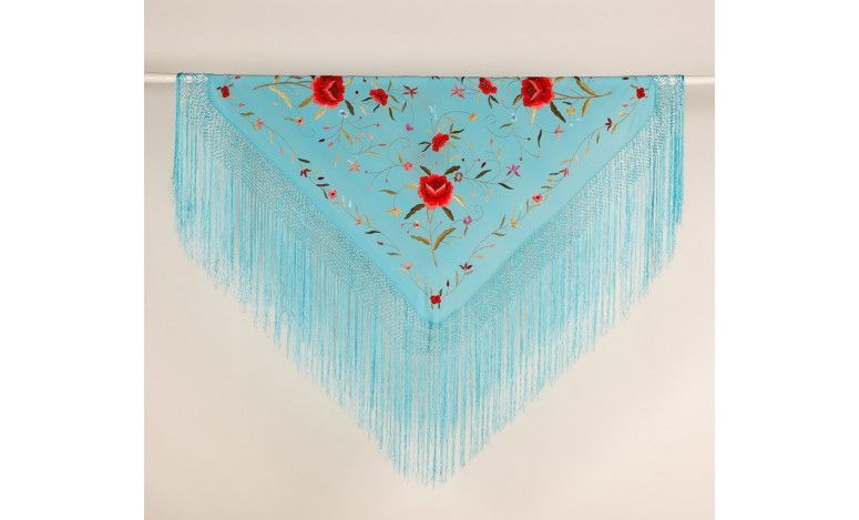 Mantón bordado a mano en seda 115 cm