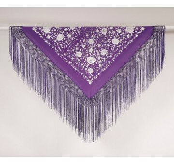Mantón bordado a mano en seda 100 cm 2