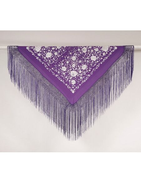 Mantón bordado a mano en seda 100 cm