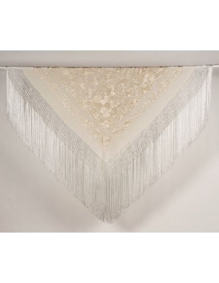 Mantón bordado a mano en seda 140cm