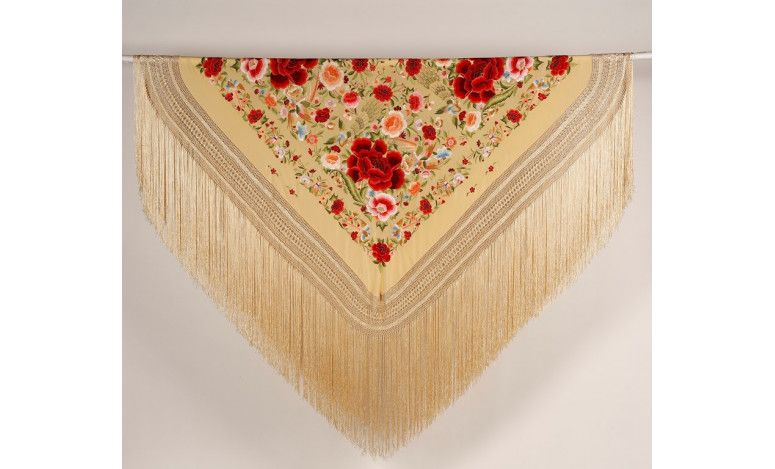 Mantón bordado a mano en seda 140cm