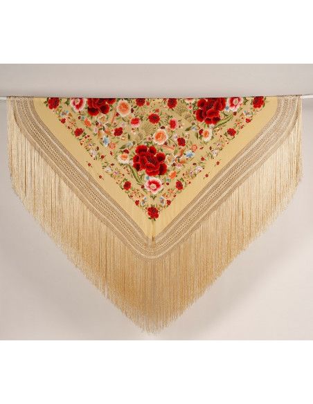 Mantón bordado a mano en seda 140cm