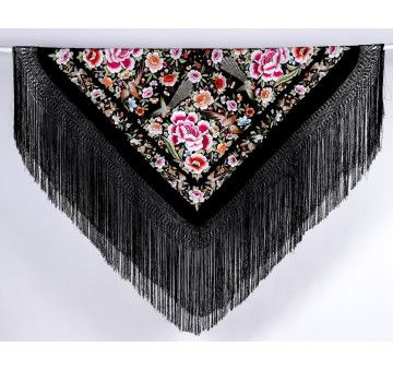 Mantón bordado a mano en seda 140cm 2