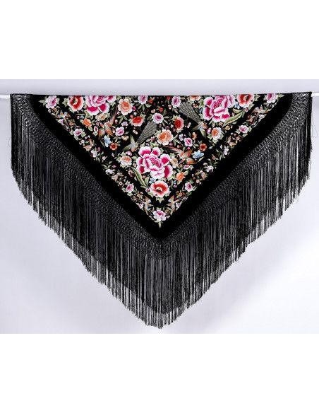 Mantón bordado a mano en seda 140cm