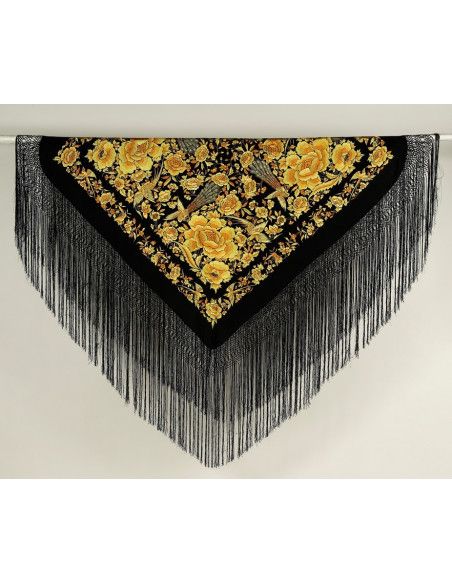Mantón bordado a mano en seda 140cm