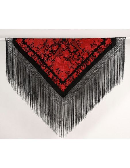 Mantón bordado a mano en seda 140cm
