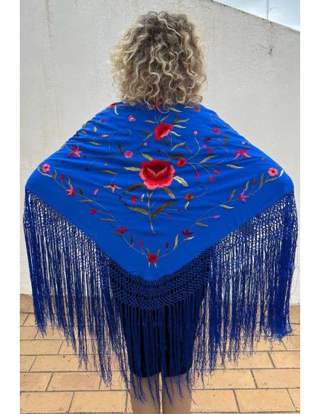 Mantón bordado a mano en seda 115 cm