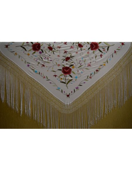 Mantón bordado a mano en seda 115 cm