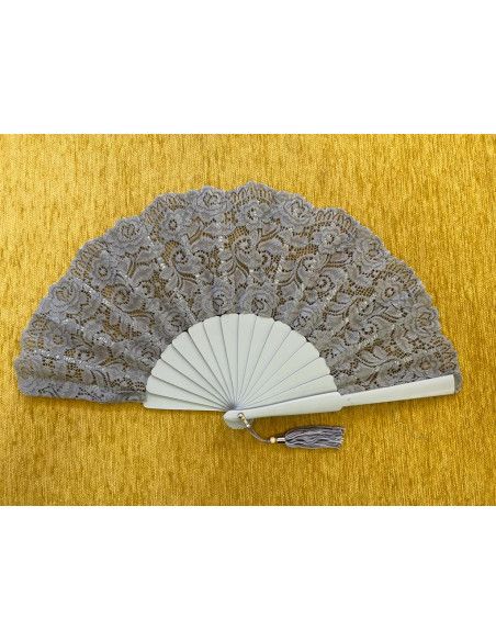 Abanico blonda gris perla