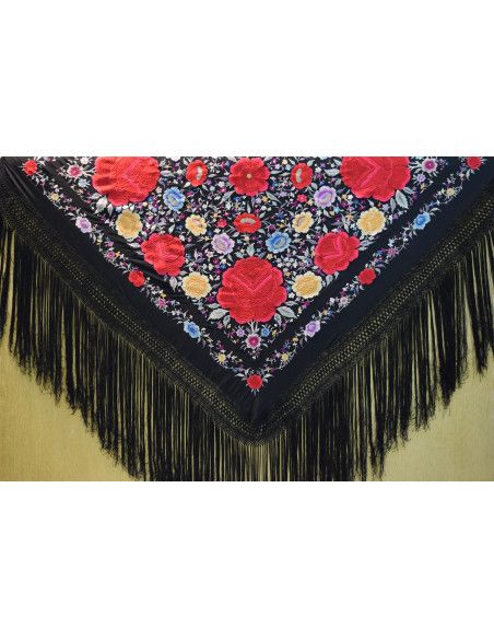 Mantón antiguo mano seda 150cm