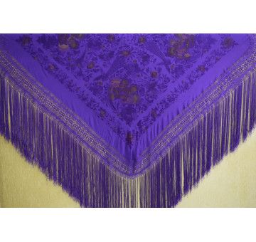 Mantón bordado a mano en seda 140cm 2