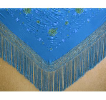 Mantón bordado a mano en seda 140 cm 2
