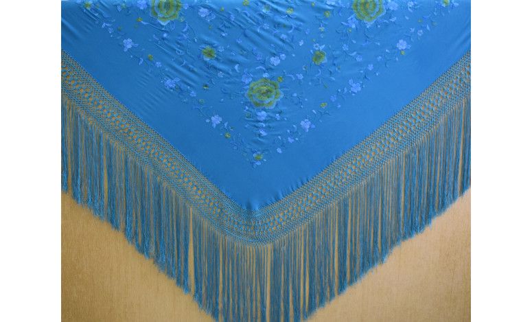 Mantón bordado a mano en seda 140cm
