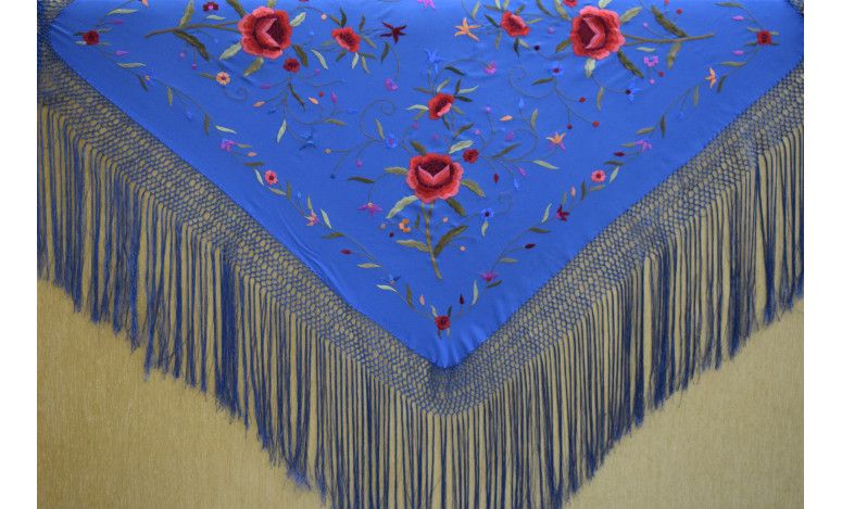 Mantón bordado a mano en seda 115 cm