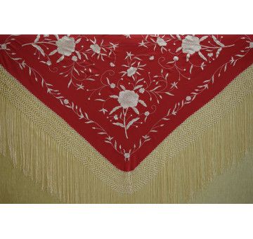 Mantón bordado a mano en seda 115 cm 2