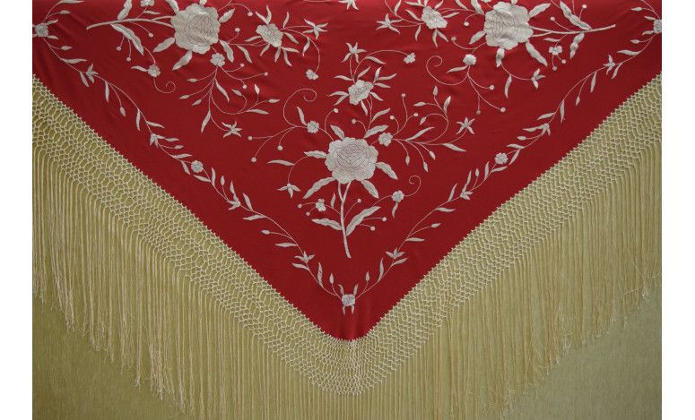 Mantón bordado a mano en seda 115 cm