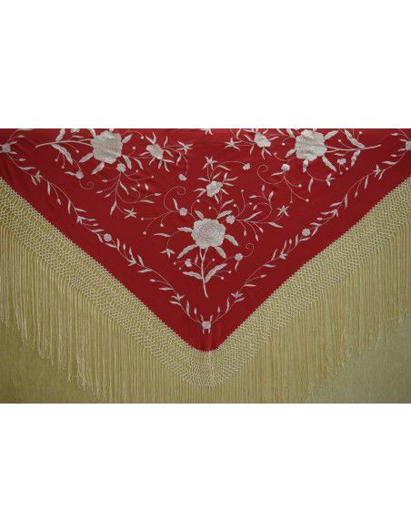 Mantón bordado a mano en seda 115 cm