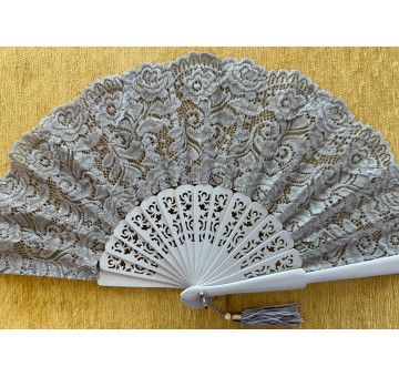 Abanico encaje plata 2