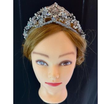 Tiara plata cristal y nacar
