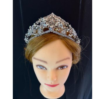 Tiara plata cristal y nacar 2