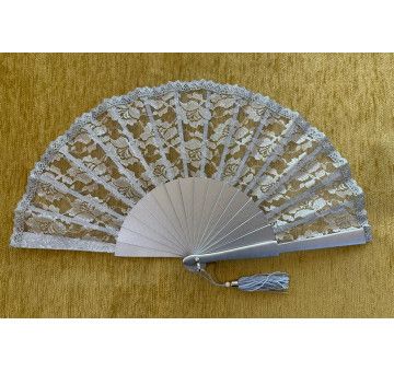 Abanico encaje plata