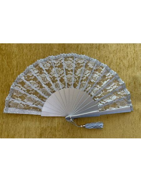 Abanico encaje plata