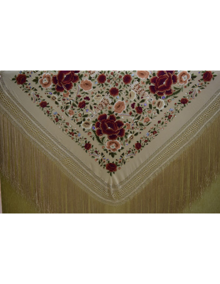 Mantón bordado a mano en seda 140cm