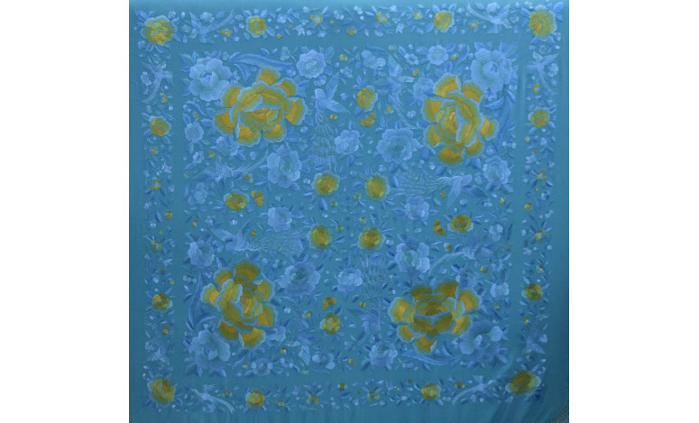 Mantón bordado a mano en seda 140cm
