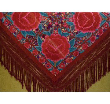 Mantón antiguo mano seda 170cm