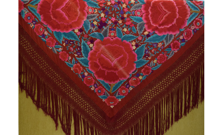 Mantón antiguo mano seda 170cm