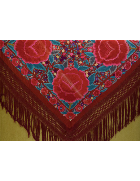 Mantón antiguo mano seda 170cm