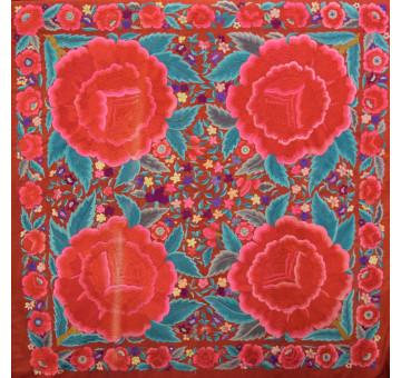 Mantón antiguo mano seda 170cm 2