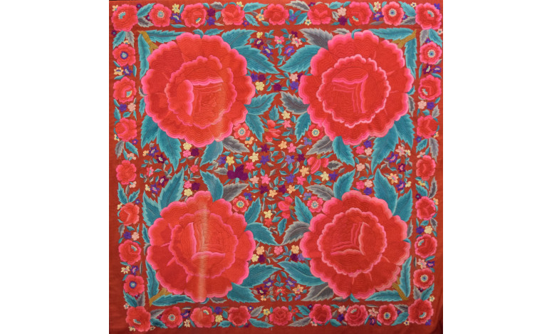 Mantón antiguo mano seda 170cm