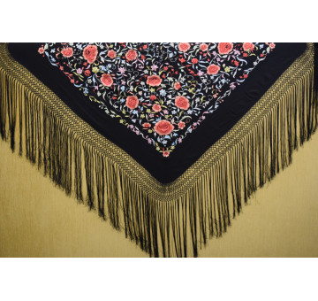 Mantón bordado a mano en seda 100 cm