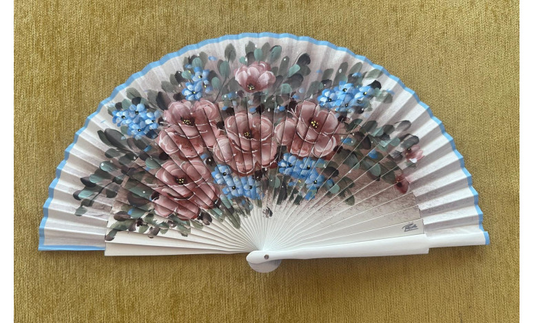 Abanico madera flores