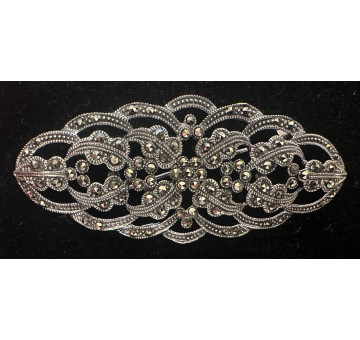 Broche plata con marcasitas 7,5*3 cm