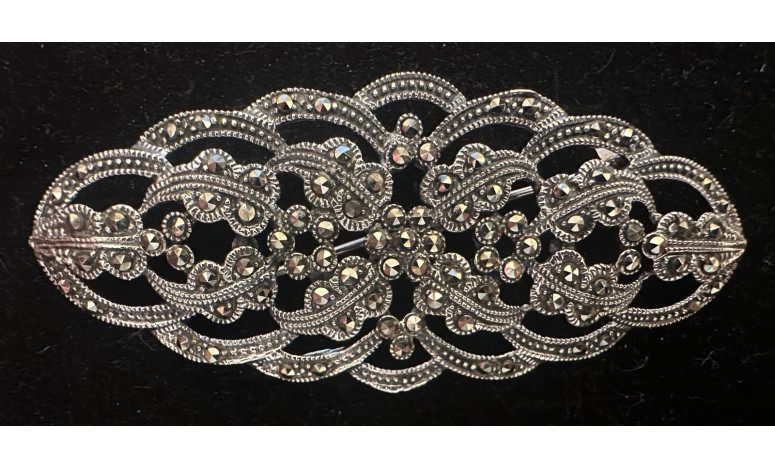 Broche plata con marcasitas 7,5*3 cm