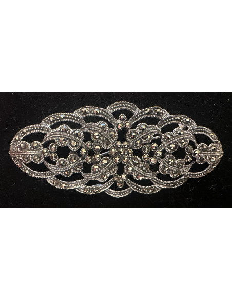 Broche plata con marcasitas 7,5*3 cm