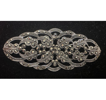 Broche plata con marcasitas 7,5*3 cm 2