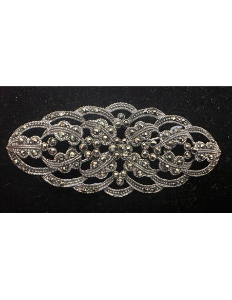Broche plata con marcasitas 7,5*3 cm