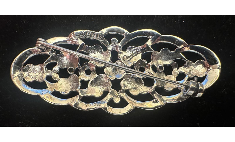 Broche plata con marcasitas 7,5*3 cm