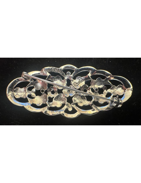 Broche plata con marcasitas 7,5*3 cm
