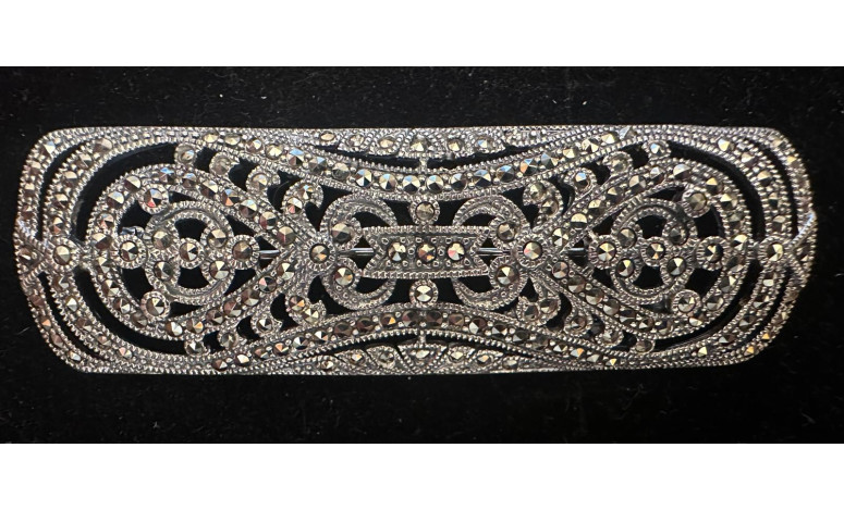 Broche plata y marcasitas