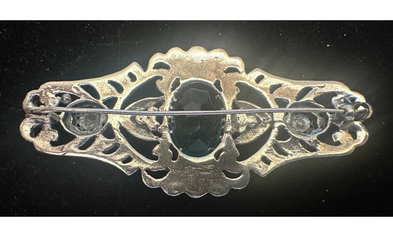 Broche plata marcasitas esmeralda