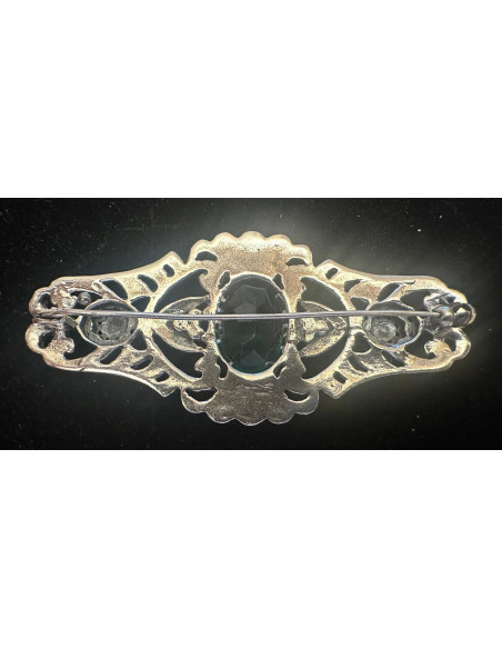 Broche plata marcasitas esmeralda
