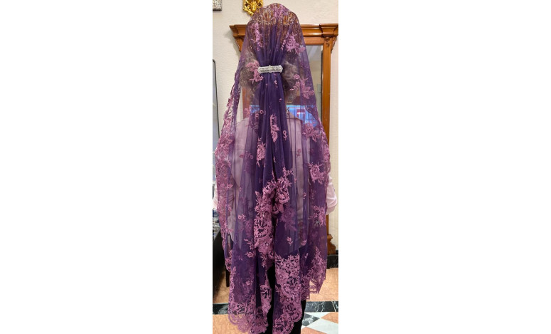 Mantilla máquina morada 100*220