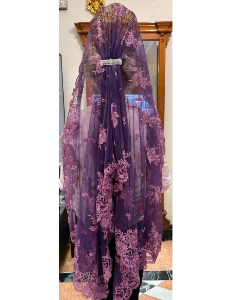 Mantilla máquina morada 100*220